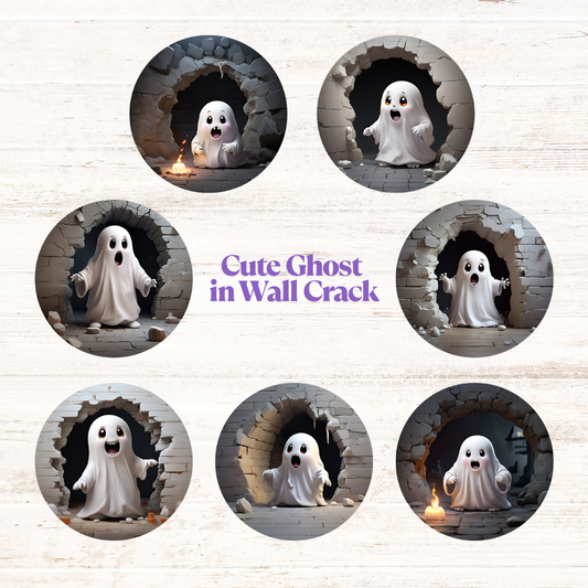 Cute Ghost in Wall Freshie Cardstock - 2.5"