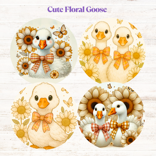 Cute Floral Goose Freshie Cardstock - 2.5"