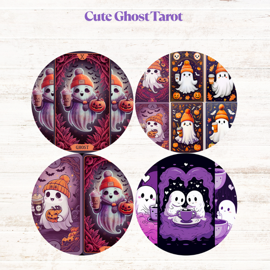 Cute Ghost Tarot Freshie Cardstock - 2.5"