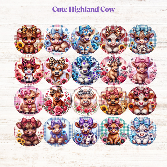 Cute Highland Cow Collection Freshie Cardstock - 2.5"