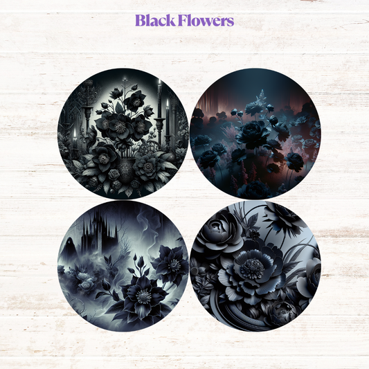Black Flowers Freshie Cardstock - 2.5"