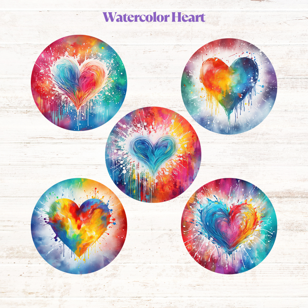 Watercolor Hearts Collection Freshie Cardstock - 2.5"