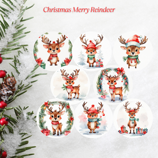 Christmas Merry Reindeer Christmas Cardstock - 2.5"