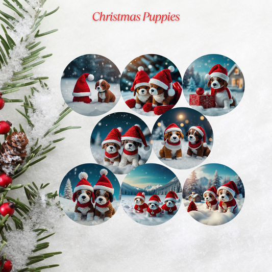 Christmas Crochet Puppies Christmas Cardstock - 2.5"