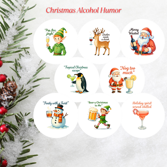 Christmas Alcohol Humor Christmas Cardstock - 2.5"