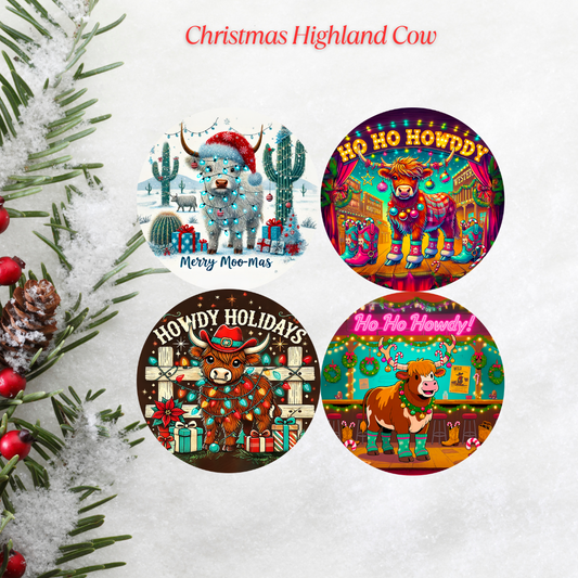 Christmas Funny Highland Cow Christmas Cardstock - 2.5"