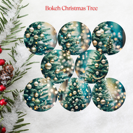 Bokeh Christmas Tree Christmas Cardstock - 2.5"