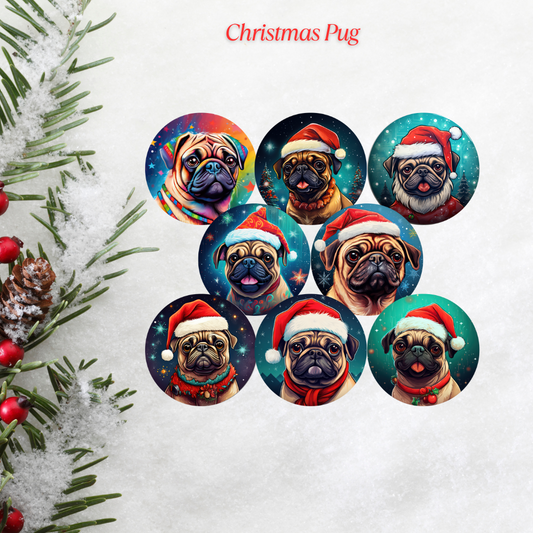 Christmas Pug Christmas Cardstock - 2.5"