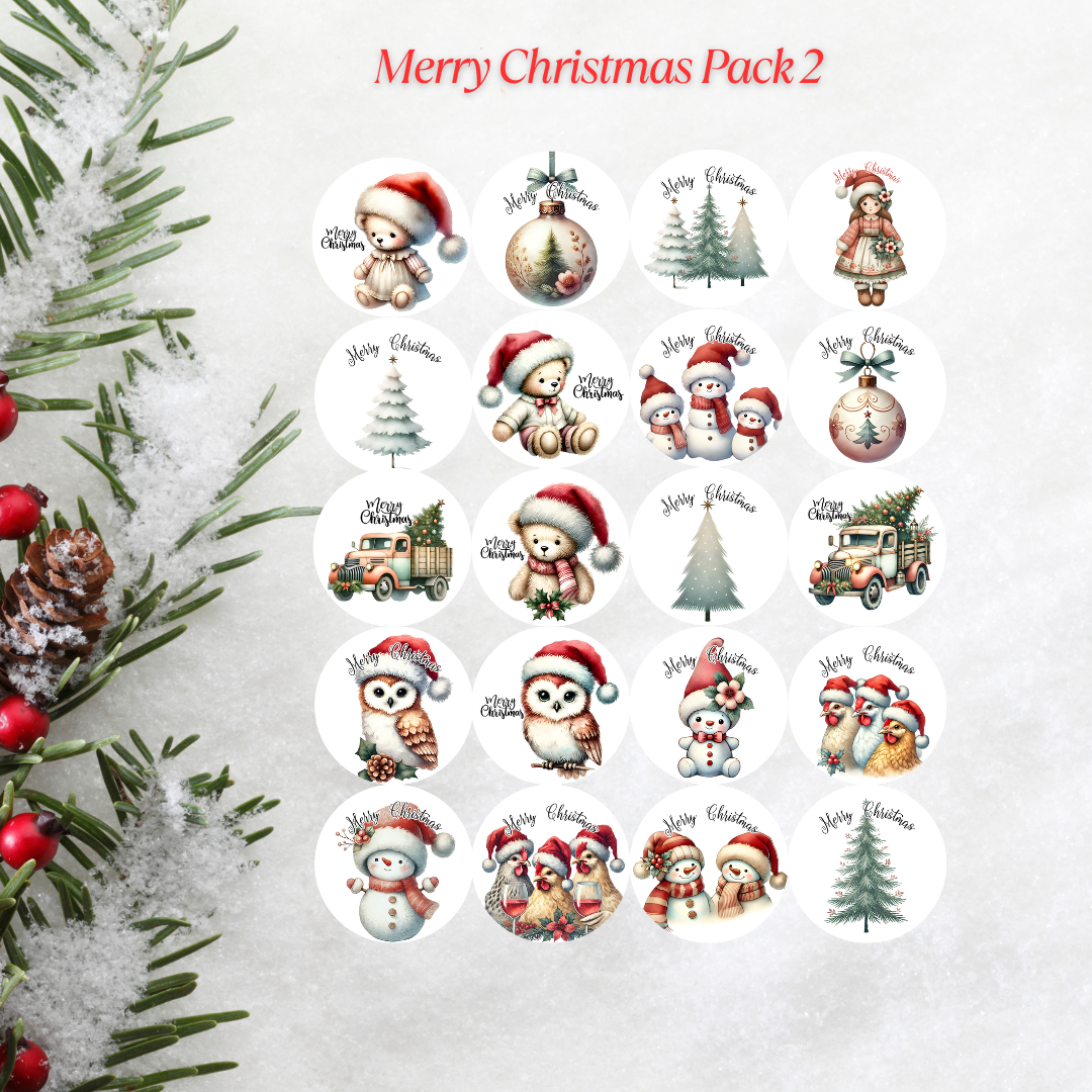 Merry Christmas Pack 2 Christmas Cardstock - 2.5"