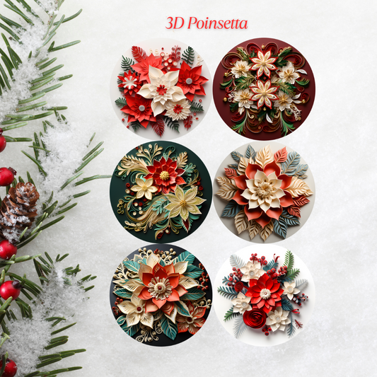 3D Poinsettia Christmas Cardstock - 2.5"