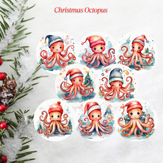 Christmas Octopus Freshie Cardstock - 2.5"