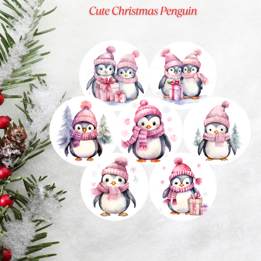 Cute Christmas Penguin Christmas Cardstock - 2.5"