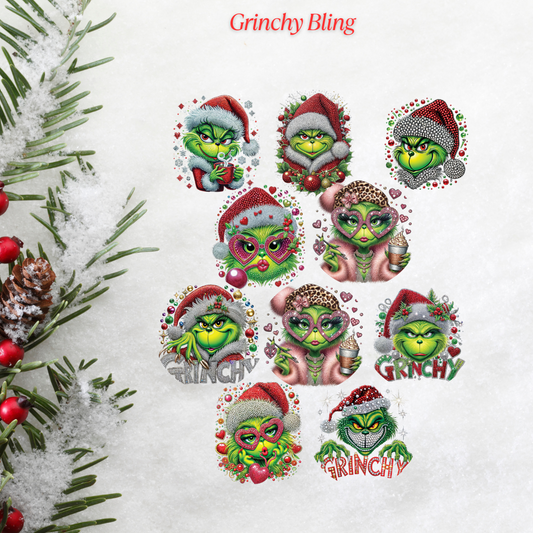 Grinchy Bling Christmas Cardstock - 2.5"