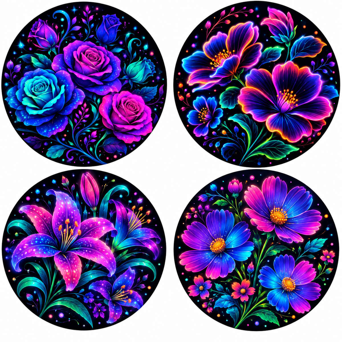 Neon Flowers Cardstock - 2.5"