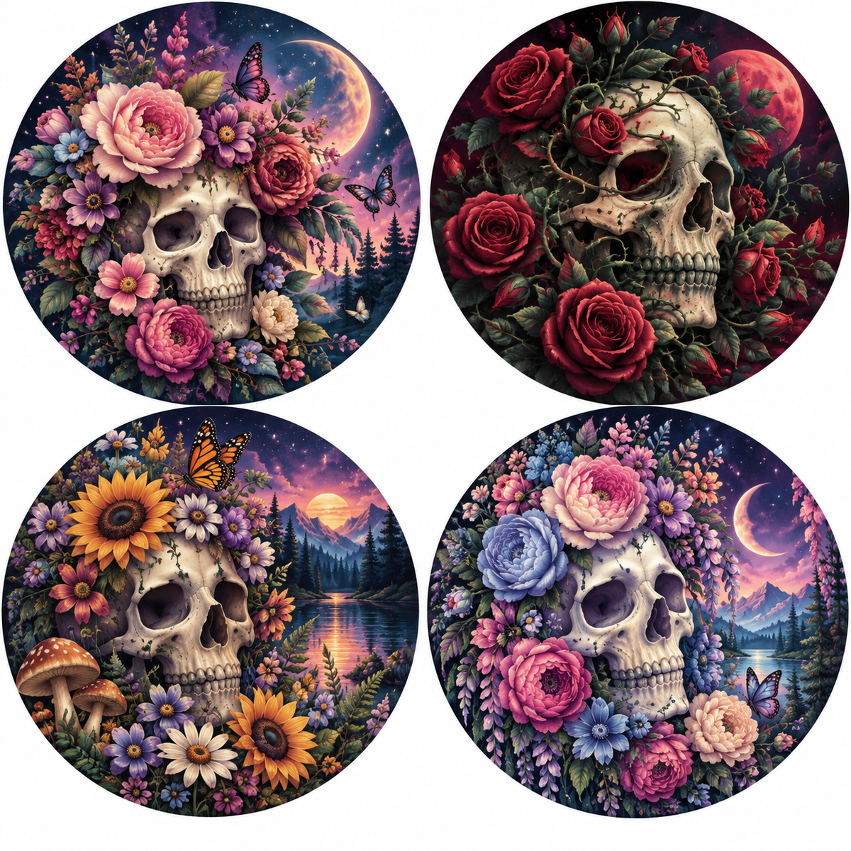 Skull Flowers Cardstock - 2.5"