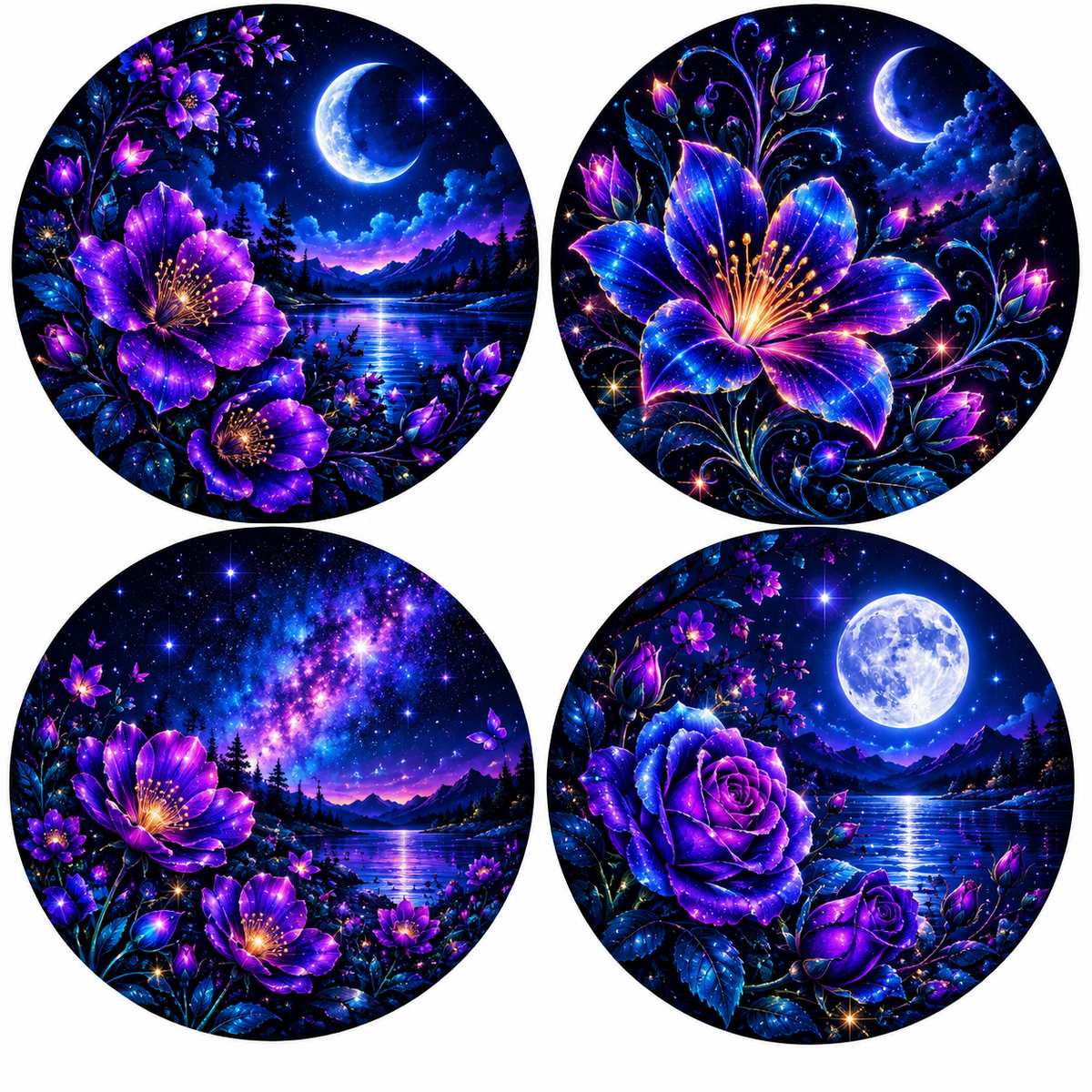 Midnight Flowers Cardstock - 2.5"