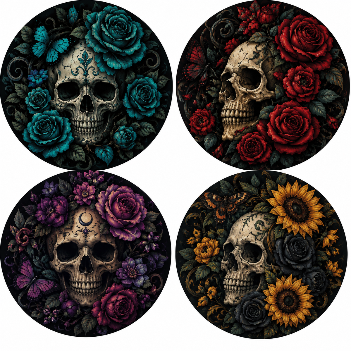 Dark Skuls & Roses Cardstock - 2.5"