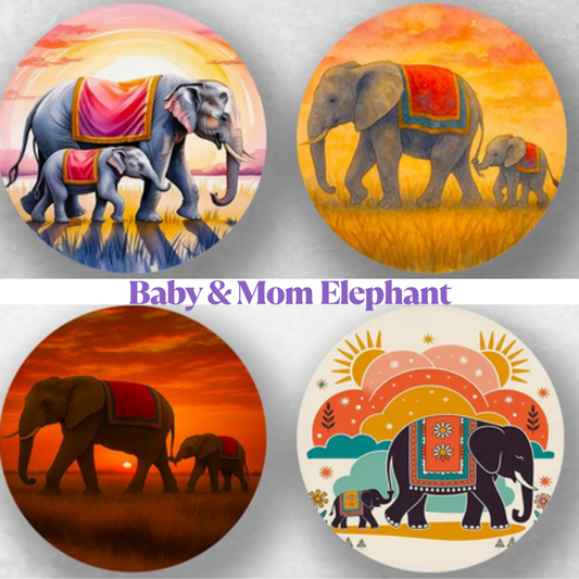 Baby & Mom Elephant Freshie Cardstock - 2.5"