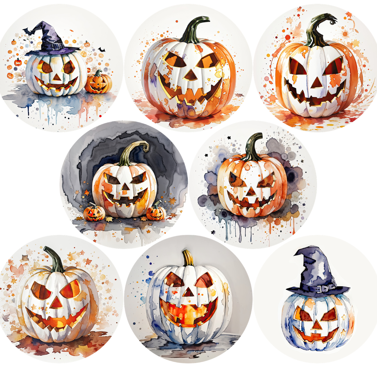 Watercolor Jack-O-Lantern Cardstock - 2.5"