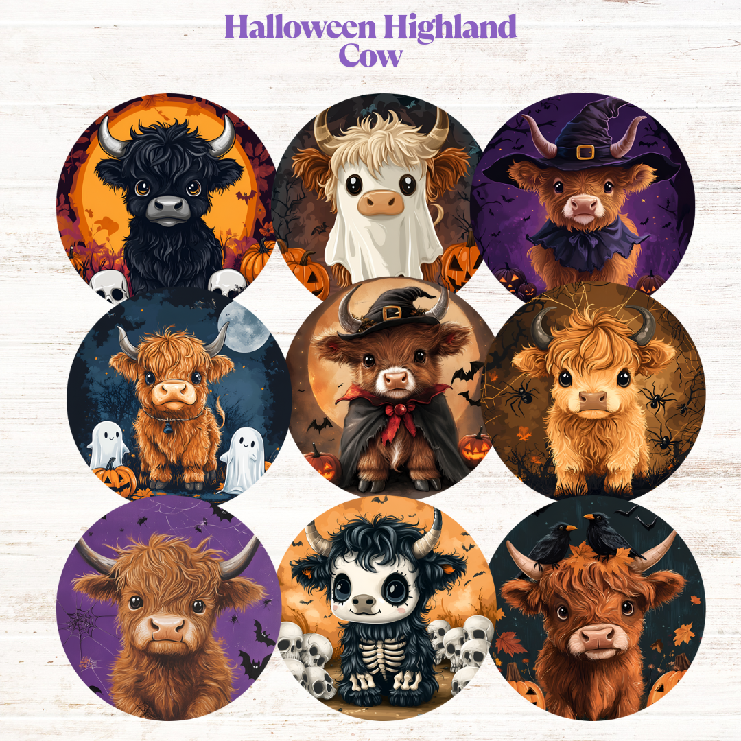 Halloween Highland Cow Freshie Cardstock - 2.5"