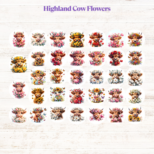 Highland Cow Flowers Collection Freshie Cardstock - 2.5"