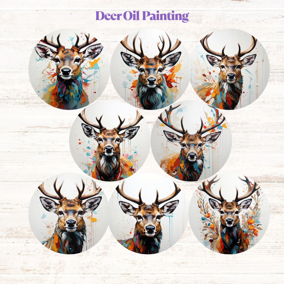 Deer Oil Paining Freshie Cardstock - 2.5"