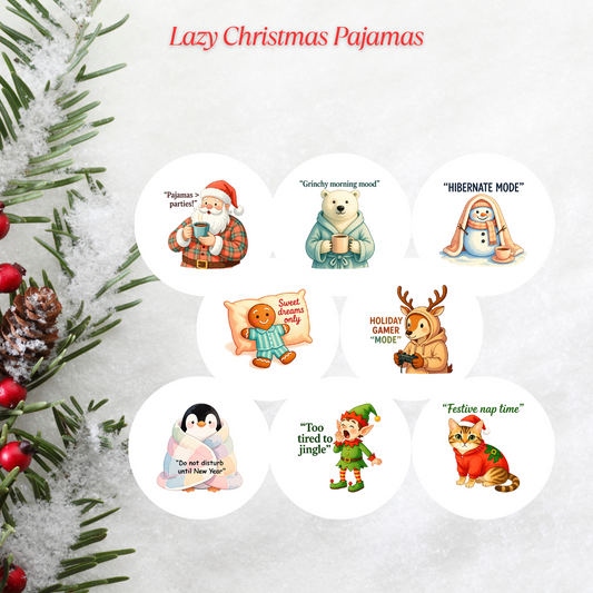 Lazy Christmas Pajamas Christmas Cardstock - 2.5"