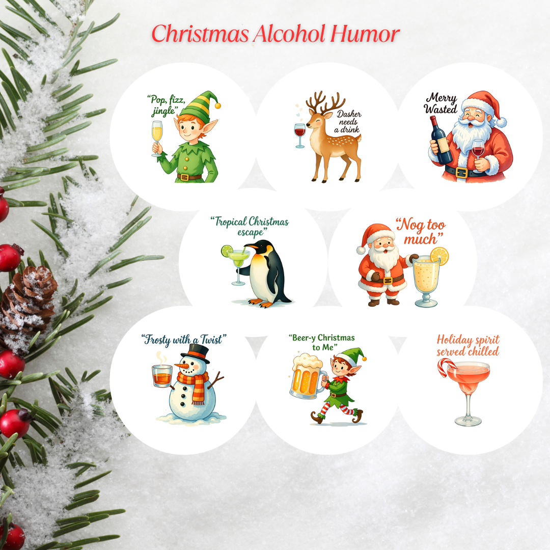 Christmas Alcohol Humor Christmas Cardstock - 2.5"