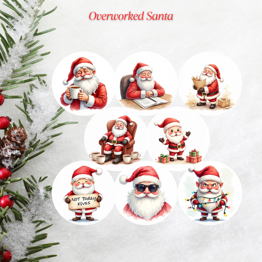 Overworked Santa Christmas Cardstock - 2.5"