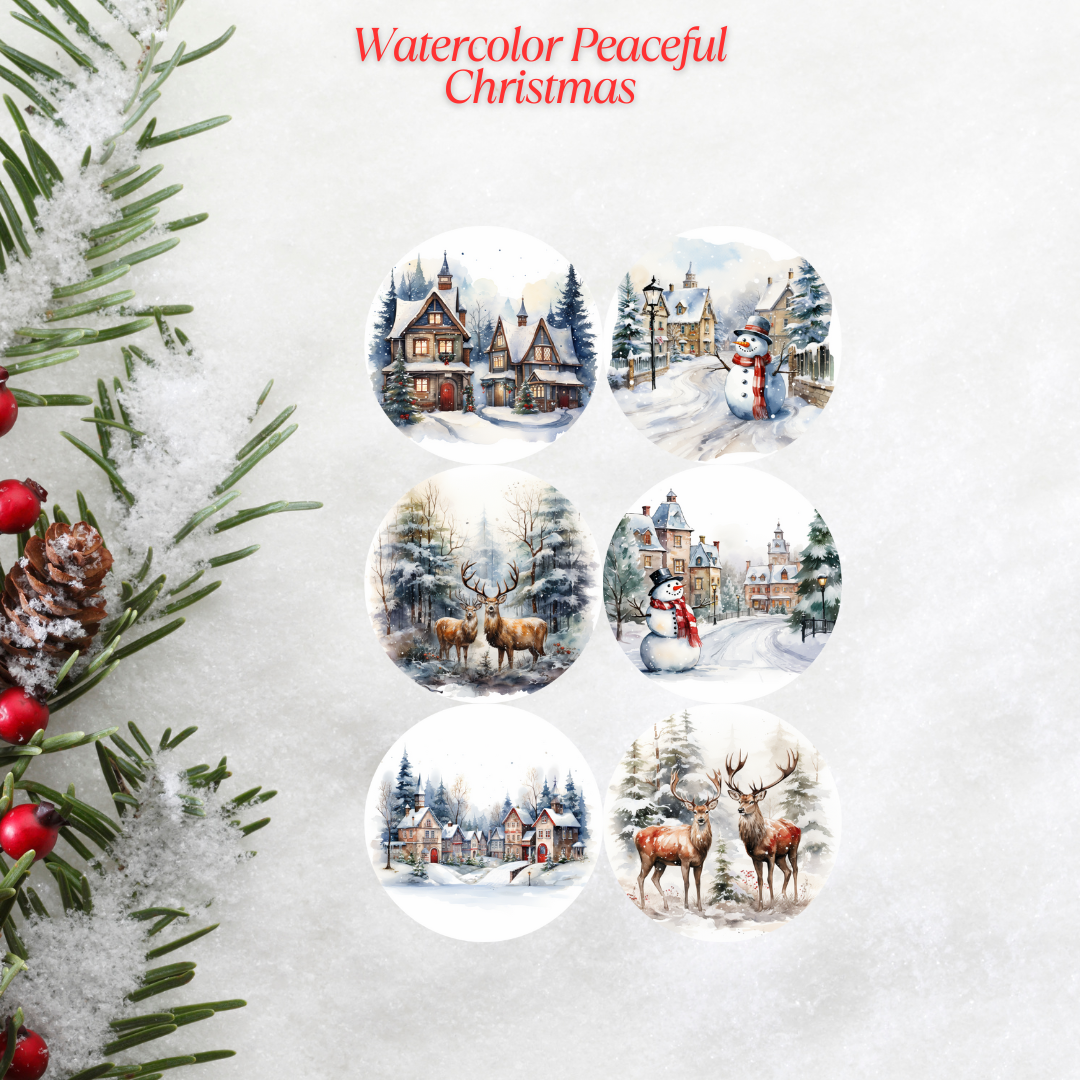 Watercolor Peaceful Christmas Cardstock - 2.5"