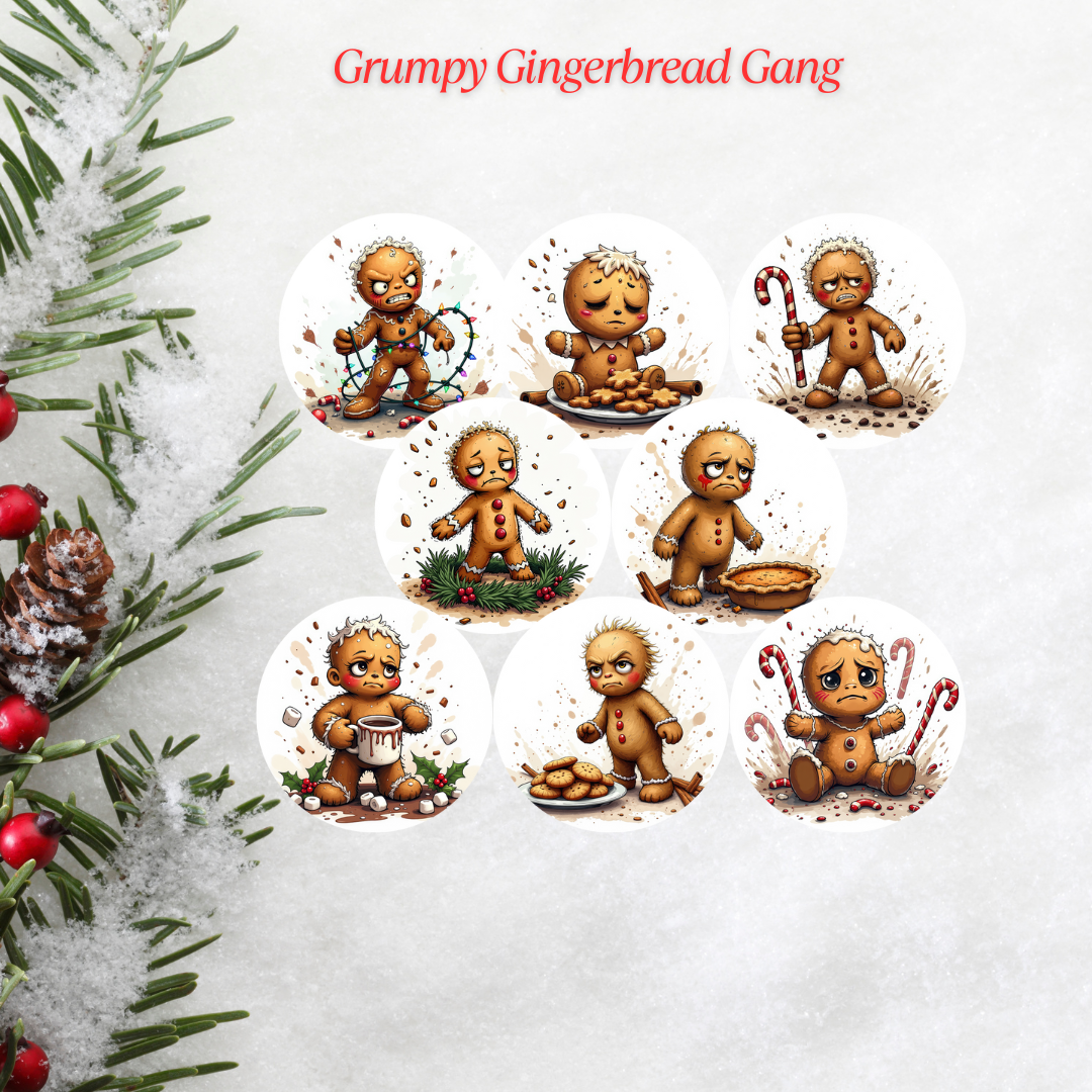Grumpy Gingerbread Gang Christmas Cardstock - 2.5"