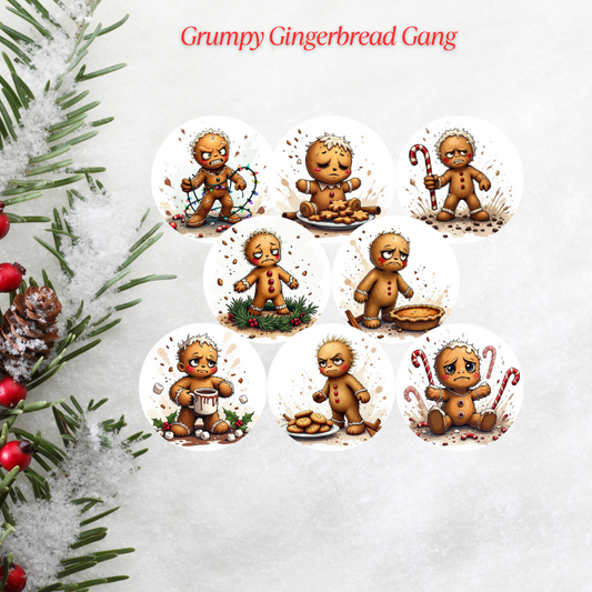 Grumpy Gingerbread Gang Christmas Cardstock - 2.5"