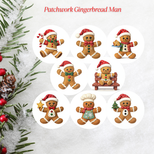 Patchwork Gingerbread Man Christmas Cardstock - 2.5"