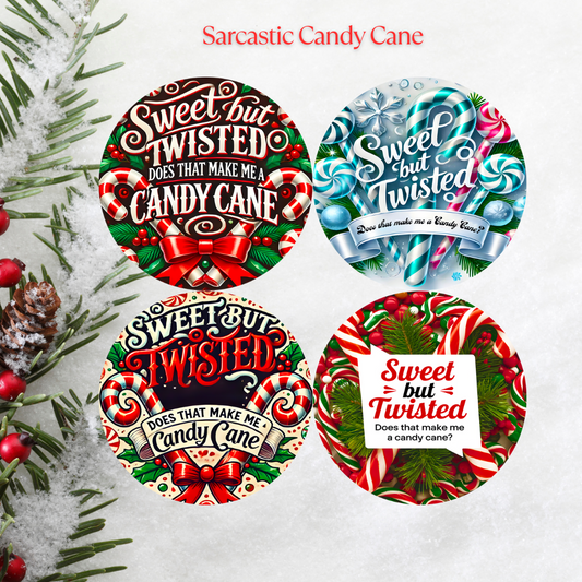 Sarcastic Candy Cane Christmas Cardstock - 2.5"