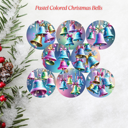 Pastel Colored Christmas Bells Christmas Cardstock - 2.5"