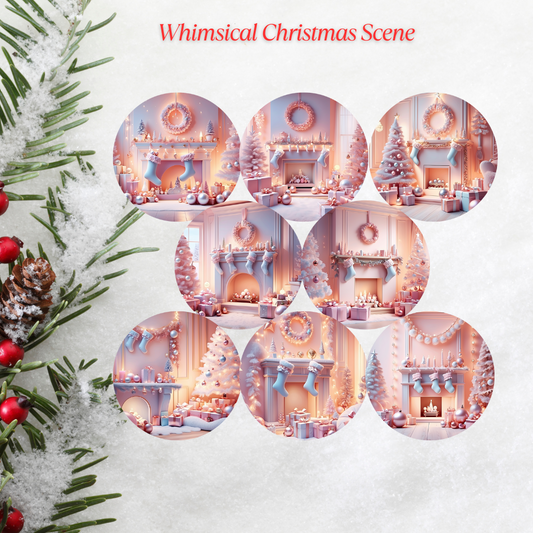 Whimsical Christmas Scene Christmas Cardstock - 2.5"