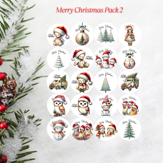 Merry Christmas Pack 2 Christmas Cardstock - 2.5"