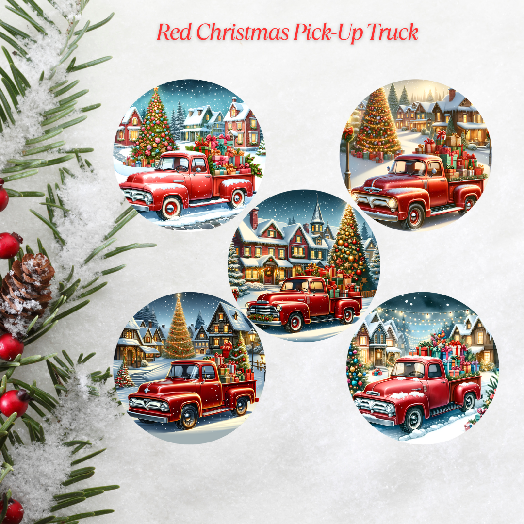 Red Christmas Pick-Up Christmas Cardstock - 2.5"