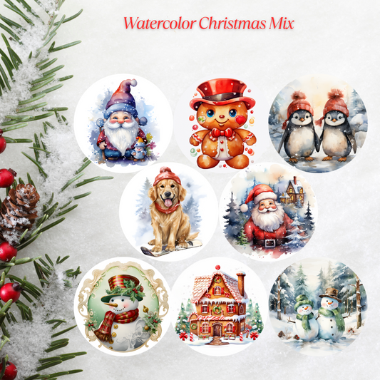Watercolor Christmas Mix Christmas Cardstock - 2.5"