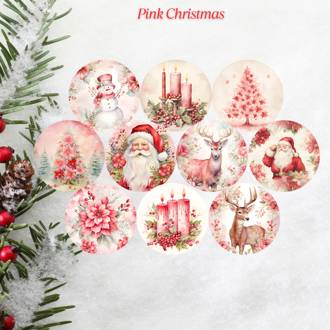 Pink Christmas Cardstock - 2.5"