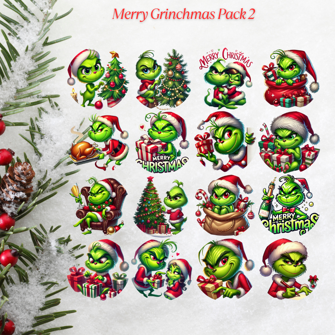 Merry Grinchmas Pack 2 Christmas Cardstock - 2.5"