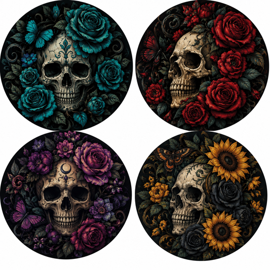 Dark Skuls & Roses Cardstock - 2.5"