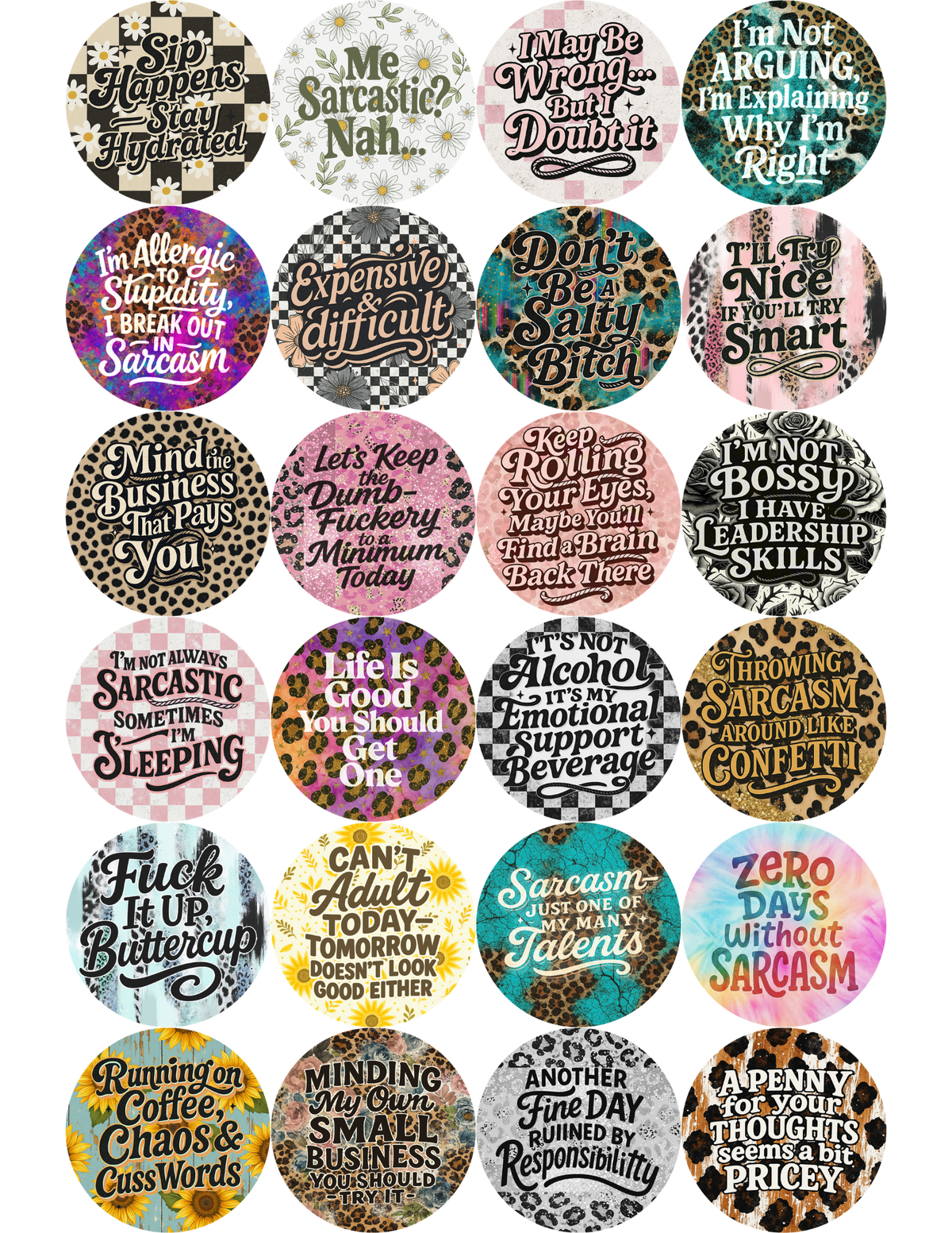 Sarcastic 4 Round Cardstock - 2.5"