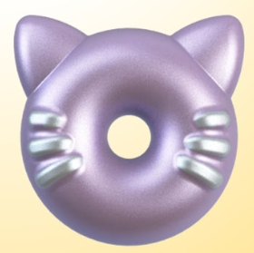 Cat Donut with Whiskers Hybrid STL File