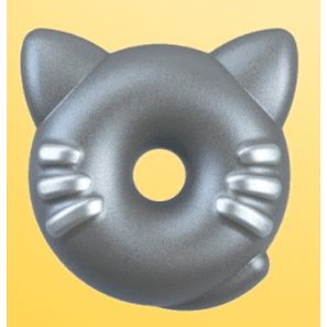 Cat Donut with Whiskers Small Tail Hybrid STL File