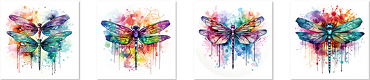 Dripping Watercolor Dragonflies Cardstock - 2.5"