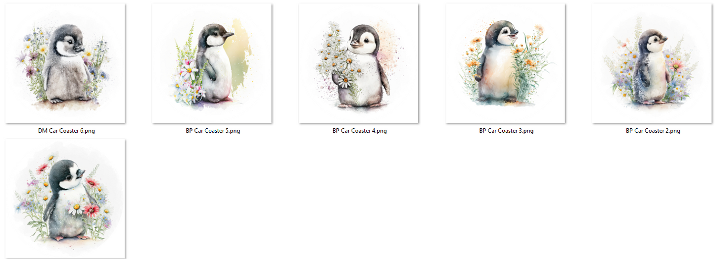 Penguin with Flowers Cardstock - 2.5"