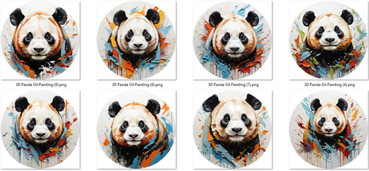 Panda Oil Painting Cardstock - 2.5"