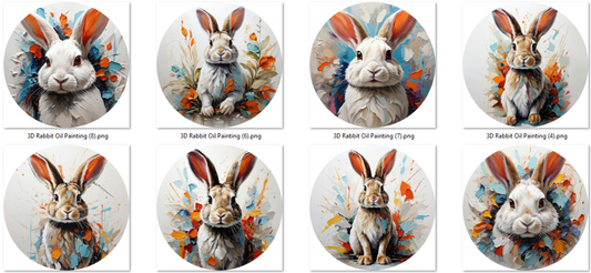 Rabbit Oil Painting Cardstock - 2.5"