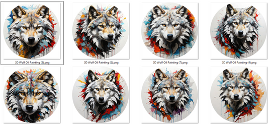 Wolf Oil Painting Cardstock - 2.5"